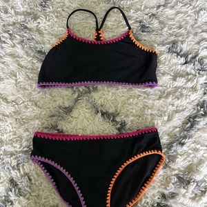 Khols girls black with color stitching bikini size 16